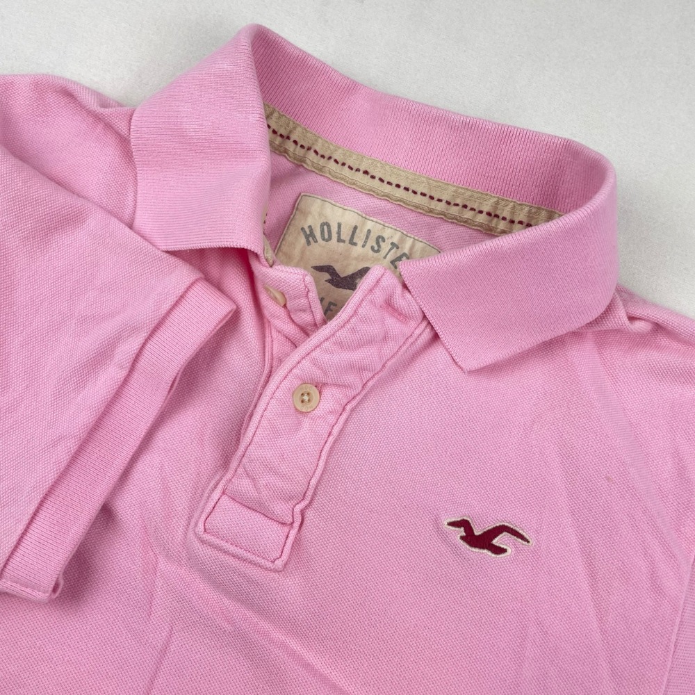 Hollister California Mens Pink Short Sleeve Cotton Piqué Polo Shirt XL Logo